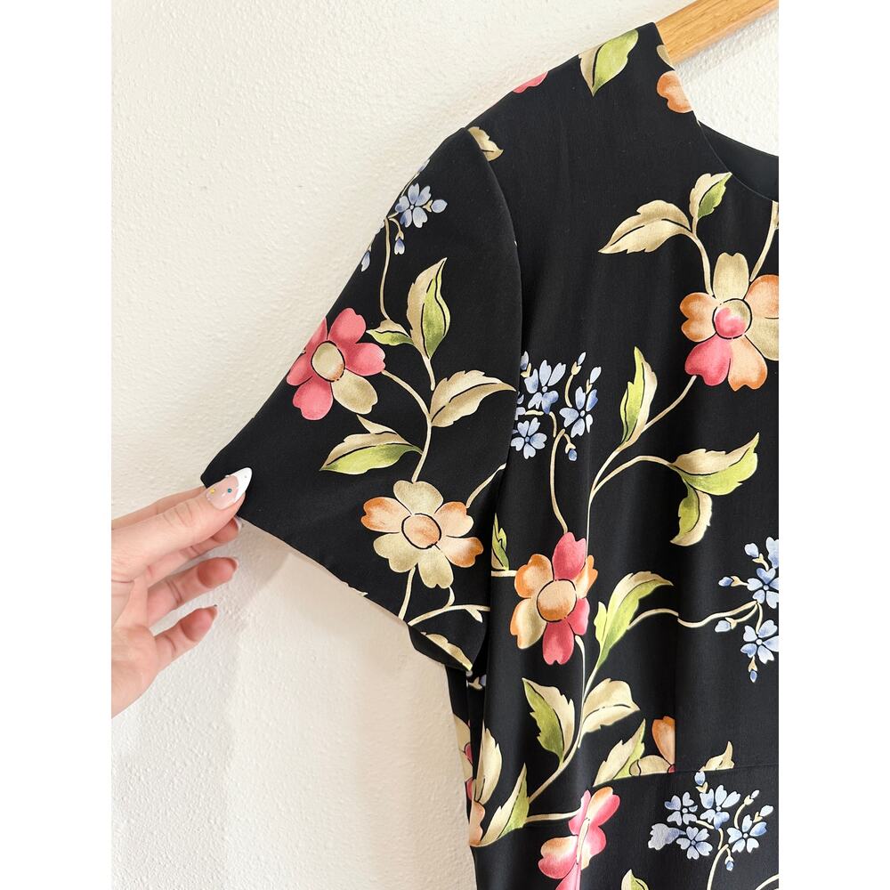 Late 90’s Whimsigoth Floral Silk Maxi Dress 14 - Picture 12 of 13